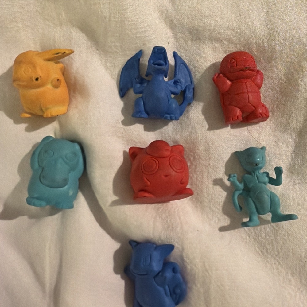 VTG Pokemon Erasers 1993 Toy Island 3D  Lot Of 7  Pikachu , + More.